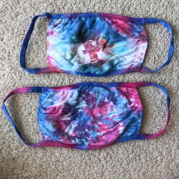2 tie dye cotton face masks 😷✌️  pink blue - Picture 3 of 6